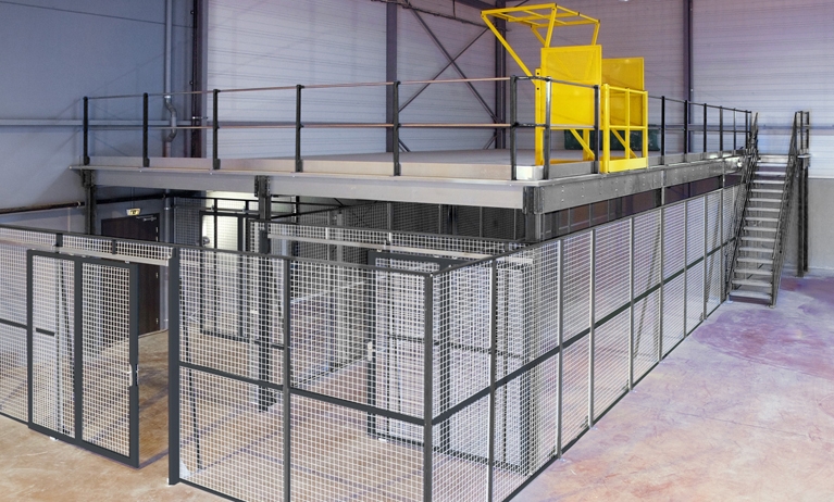 Cloison pour stockage sur mezzanine